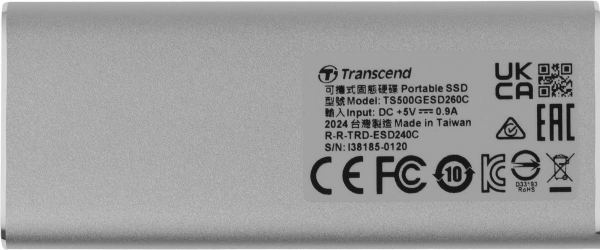 Накопитель SSD Transcend USB-C 500Gb TS500GESD260C серебристый