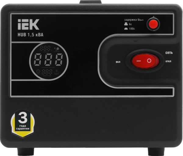 Стабилизатор напряжения IEK Hub 1.5кВА однофазный черный (IVS21-1-D15-13)