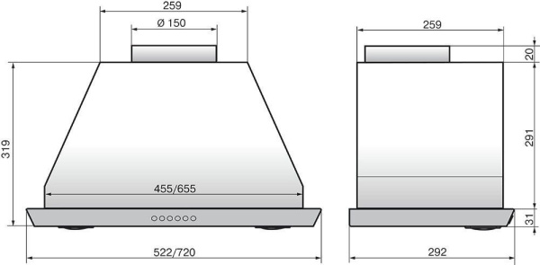 Вытяжка встраиваемая Elikor S4 52Н-700-Э4Д нержавеющая сталь управление: кнопочное (1 мотор)