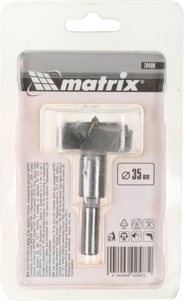 Сверло Matrix 70490 по дереву Д=35мм Дл=60мм (1пред.) для дрелей