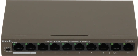 Коммутатор Tenda TEF1110P-8-63W (L2) 10x100Мбит/с 8PoE 58W неуправляемый