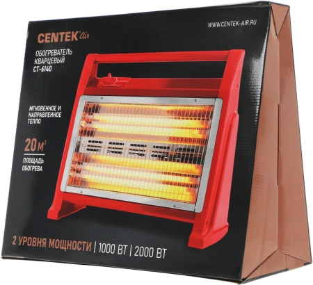 Обогреватель кварцевый Centek CT-6140 2000Вт красный/серый