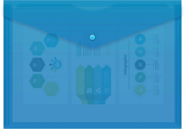Конверт на кнопке Бюрократ -PK803ABLU A4 пластик 0.18мм синий