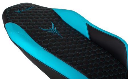 Кресло игровое Knight Neon черный/голубой соты эко.кожа с подголов. крестов. металл