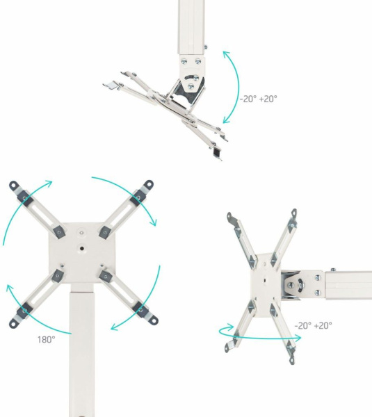 Кронштейн для проектора Onkron K5A белый макс.10кг потолочный поворотно-выдвижной и наклонный