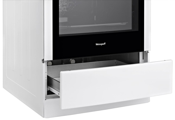 Плита Комбинированная Weissgauff WCS К1К62 WGM белый/черный (стеклянная крышка) реш.чугун