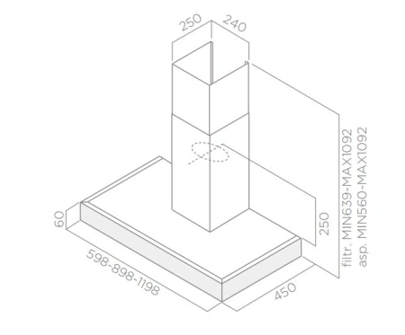 Вытяжка каминная Elica Spot Plus IX/A/90 серебристый управление: кнопочное (1 мотор)