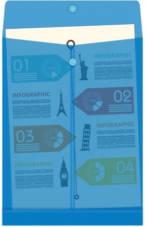 Конверт на кнопке Бюрократ -PK870 A4 вертик. расшир. пластик 0.18мм ассорти