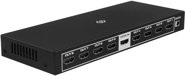 Сплиттер аудио-видео Digma DHSP-v2x8 HDMI (f)/8xHDMI (f) черный