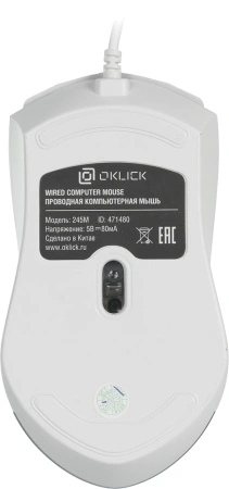 Мышь Оклик 245M белый оптическая (1000dpi) USB (3but)