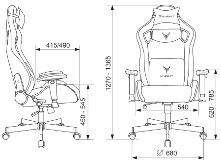 Кресло игровое Knight Outrider черный ромбик эко.кожа с подголов. крестов. металл