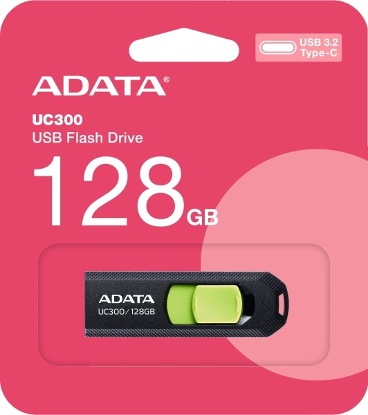 Флеш Диск A-Data 128Gb Type-C UC300 ACHO-UC300-128G-RBK/GN USB3.2 черный/зеленый