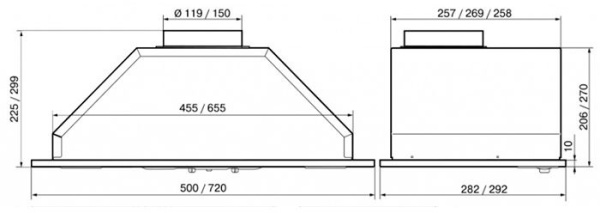 Вытяжка встраиваемая Elikor Врезной блок 72П-700-П3Д белый управление: ползунковое (1 мотор)