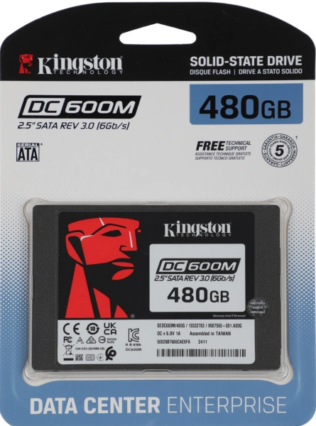 Накопитель SSD Kingston SATA-III 480GB SEDC600M/480G DC600M 2.5" 1 DWPD