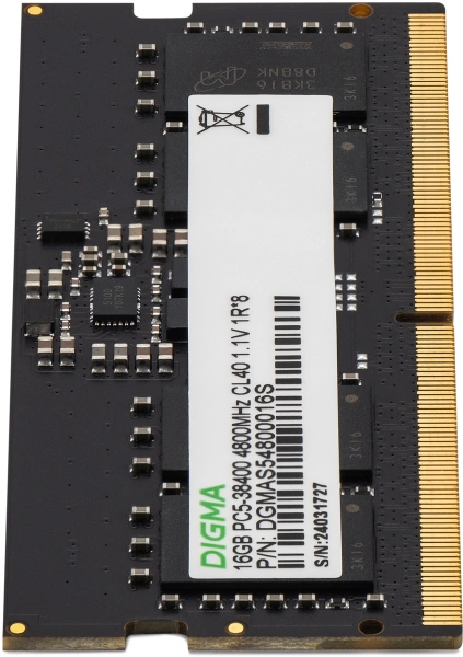 Память DDR5 16GB 4800MHz Digma DGMAS54800016S RTL PC5-38400 CL40 SO-DIMM 262-pin 1.1В single rank RT