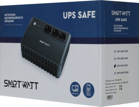 Источник бесперебойного питания Smartwatt Safe 800 480Вт 800ВА черный
