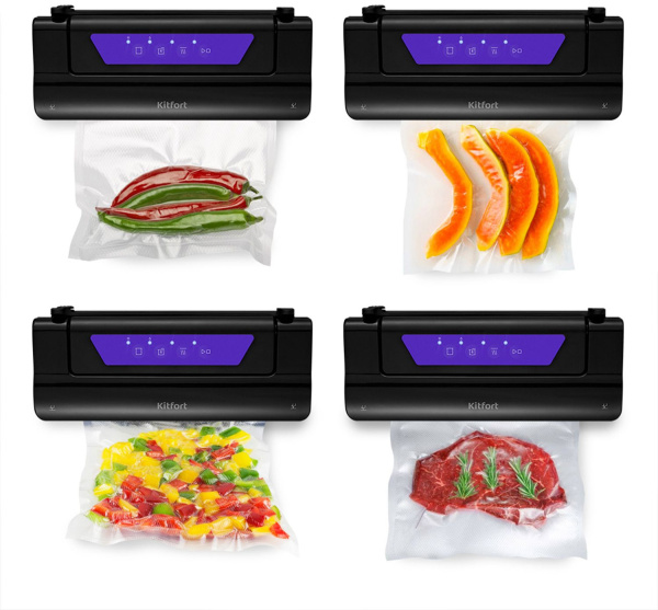 Вакуумный упаковщик Kitfort КТ-1528-1 110Вт черный/фиолетовый