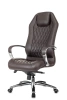 Кресло руководителя Бюрократ _Aura коричневый кожа крестов. алюминий