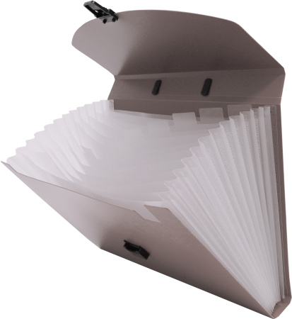 Портфель Бюрократ -BPP13GREY 13 отдел. A4 пластик 0.7мм серый