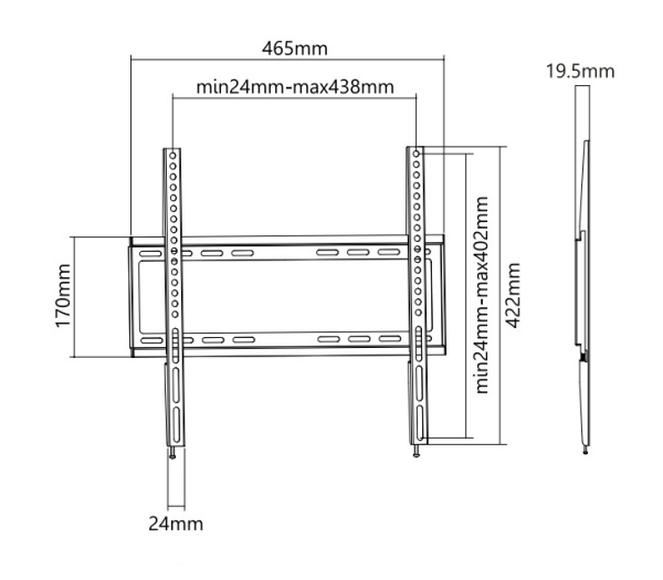 Кронштейн для телевизора Ultramounts UM812F черный 32"-55" макс.35кг настенный фиксированный