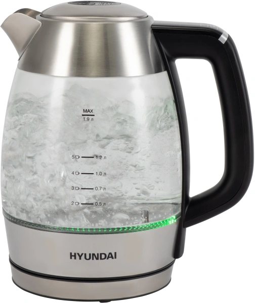 Чайник электрический Hyundai HYK-G9408 1.9л. 2200Вт черный/серебристый корпус: стекло