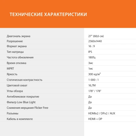Монитор SunWind 27" SUN-M27BG130 черный VA 3ms 16:9 HDMI матовая 350cd 178гр/178гр 2560x1440 165Hz G-Sync VGA DP FHD 4.9кг
