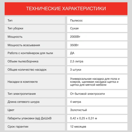 Пылесос Starwind SCV5625 2000Вт золотистый