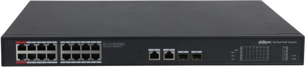 Коммутатор Dahua DH-PFS3220-16GT-240 (L2) 18x1Гбит/с 2SFP 16PoE 240W неуправляемый