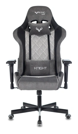 Кресло игровое Zombie VIKING 7 KNIGHT Fabric серый Loft ромбик текстиль/эко.кожа с подголов. крестов. металл