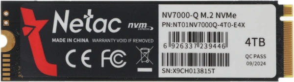 Накопитель SSD Netac PCIe 4.0 x4 4TB NT01NV7000Q-4T0-E4X NV7000Q M.2 2280