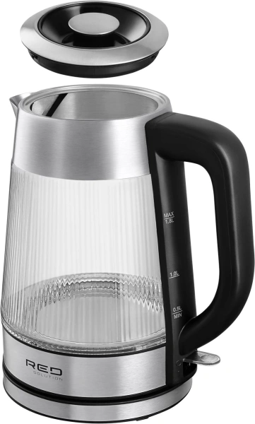 Чайник электрический Red Solution G121 1.8л. 2200Вт черный/серебристый корпус: стекло/металл/пластик