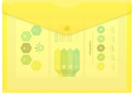 Конверт на кнопке Бюрократ -PK803TYEL A4 пластик 0.15мм желтый
