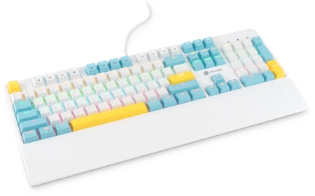 Клавиатура Оклик K951X механическая белый USB Multimedia LED (подставка для запястий) (1901079)
