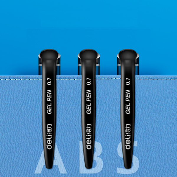 Ручка гелев. Deli 6688-BK прозрачный/черный черн. черн. линия 0.7мм резин. манжета