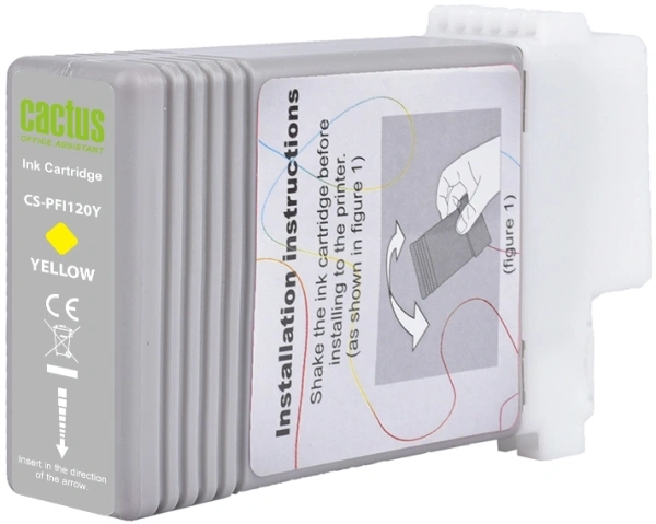 Картридж струйный Cactus CS-PFI120Y PFI-120Y желтый (130мл) для Canon imagePROGRAF TM-200/TM-205/TM-300/TM-305
