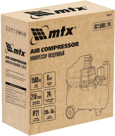Компрессор поршневой MTX DC1500L/24 масляный 210л/мин 24л 1500Вт красный/черный