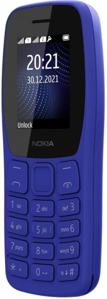 Мобильный телефон Nokia 105 Dual SIM TA-1416 синий моноблок 2Sim 1.77" 120x160 Series 30+ GSM900/1800 Protect MP3 FM microSD