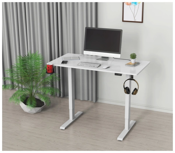 Стол для компьютера Cactus CS-ED-WWT столешница МДФ белый каркас белый