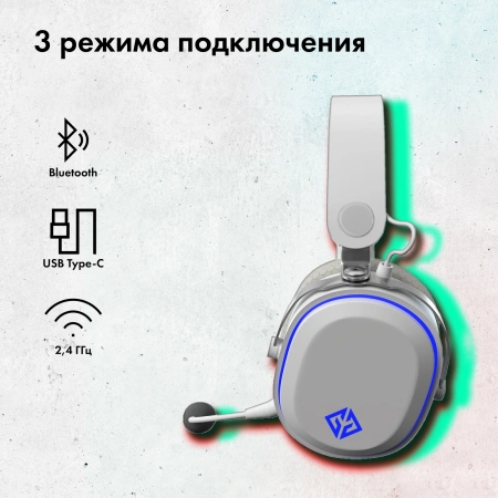 Наушники с микрофоном GMNG GG-HS405W белый мониторные BT/Radio/3.5mm оголовье (1899880)