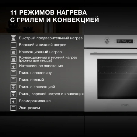 Духовой шкаф Электрический Hyundai HEO 6648 WG белый