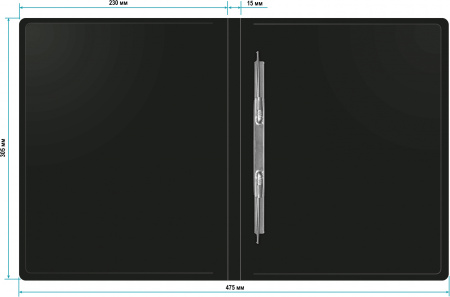 Папка метал.пруж.скоросш. Бюрократ -PZ05PBLCK A4 пластик 0.5мм торц.наклейка черный