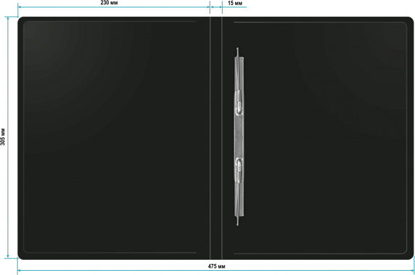 Папка метал.пруж.скоросш. Бюрократ -PZ05PBLCK A4 пластик 0.5мм торц.наклейка черный