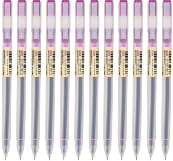 Ручка гелев. Deli A119-PR прозрачный фиол. черн. линия 0.5мм