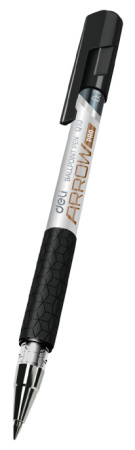 Ручка шариков. Deli Arrow EQ10-BK серый мет./черный d=0.7мм черн. черн. резин. манжета