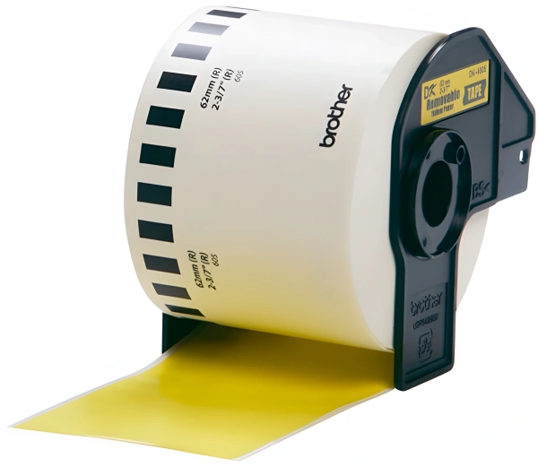 Картридж ленточный Brother DK44605 черный на желтом 62x30.48 для Brother QL-5X0, QL-7X00, QL-8X0, QL-10X0, QL-1X10