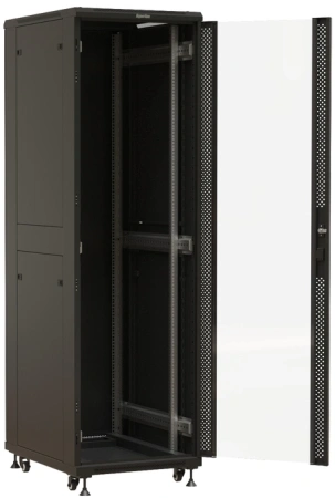 Шкаф серверный Hyperline (TTBR-4261-AS-RAL9004) напольный 42U 600x1000мм пер.дв.стекл задн.дв.спл.ст