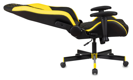 Кресло игровое Knight Neon черный/желтый соты эко.кожа с подголов. крестов. металл