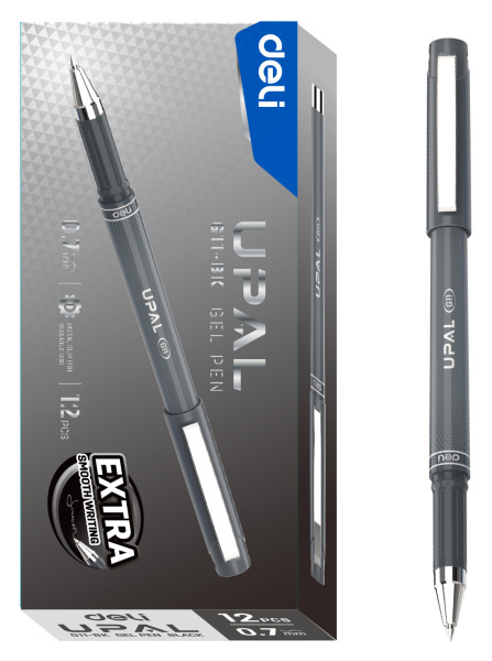 Ручка гелев. Deli Upal EG11-BK т.серый d=0.7мм черн. черн.
