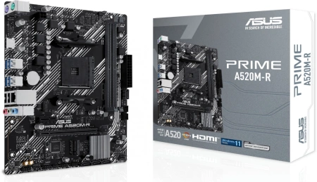 Материнская плата Asus PRIME A520M-R Soc-AM4 AMD A520 2xDDR4 mATX AC`97 8ch(7.1) GbLAN RAID+HDMI
