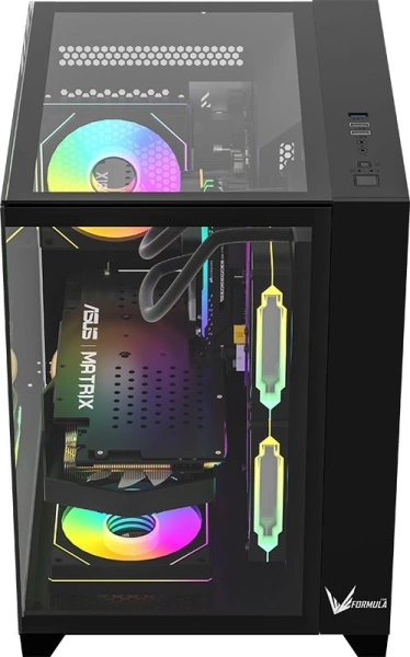 Корпус Formula Crystal Z9M черный без БП mATX 1xUSB3.0 1xUSB3.1 audio bott PSU